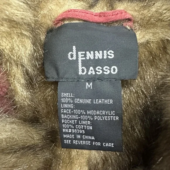 Vintage Dennis Basso Women's Burgundy Suede Leather Faux Fur Lined Coat Medium - Picture 5 of 11